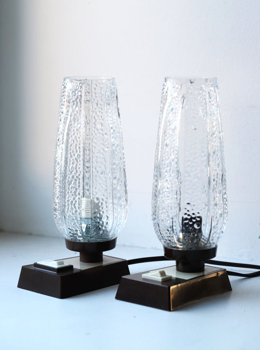 Vintage klaasist laualampide paar